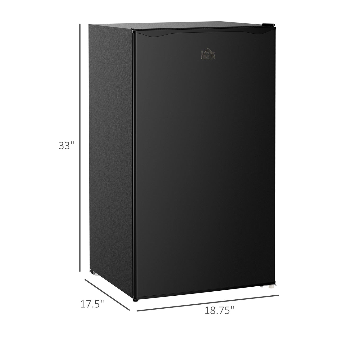 HOMCOM 3.2 Cu.Ft Mini Fridge with Freezer, Single Door Compact Refrigerator with Adjustable Thermostat, Shelf and Reversible Door for Bedroom, Dorm, Home Office, Energy Efficient, Black