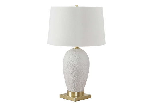 Lighting, 26"h, Table Lamp, White Ceramic, Ivory / Cream Shade, Transitional