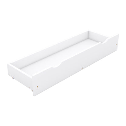 Wood Queen Size House Platform Bed with Guardrail and 2 Drawers, White