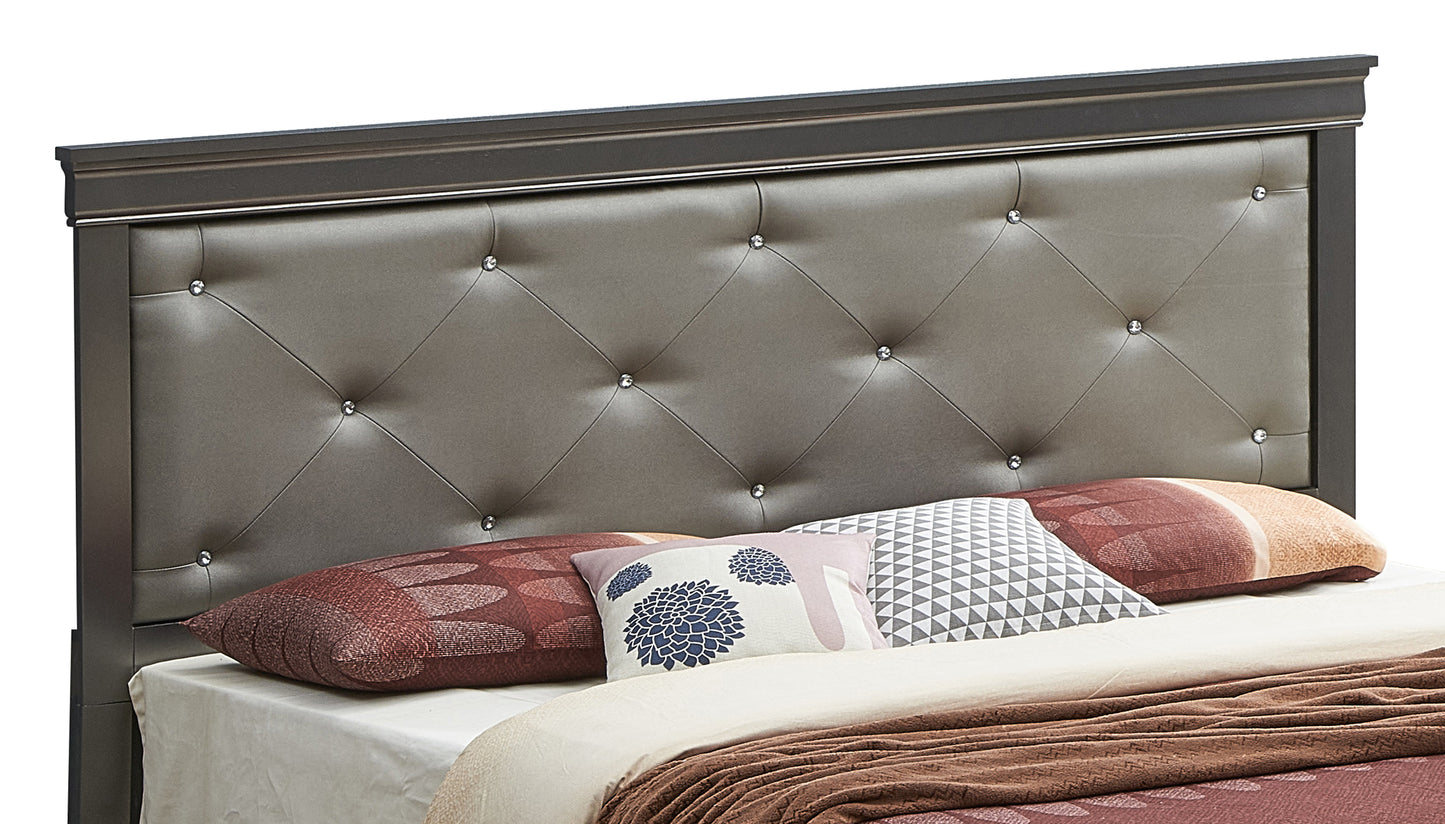 Transitional Queen Bed In Metallic Black