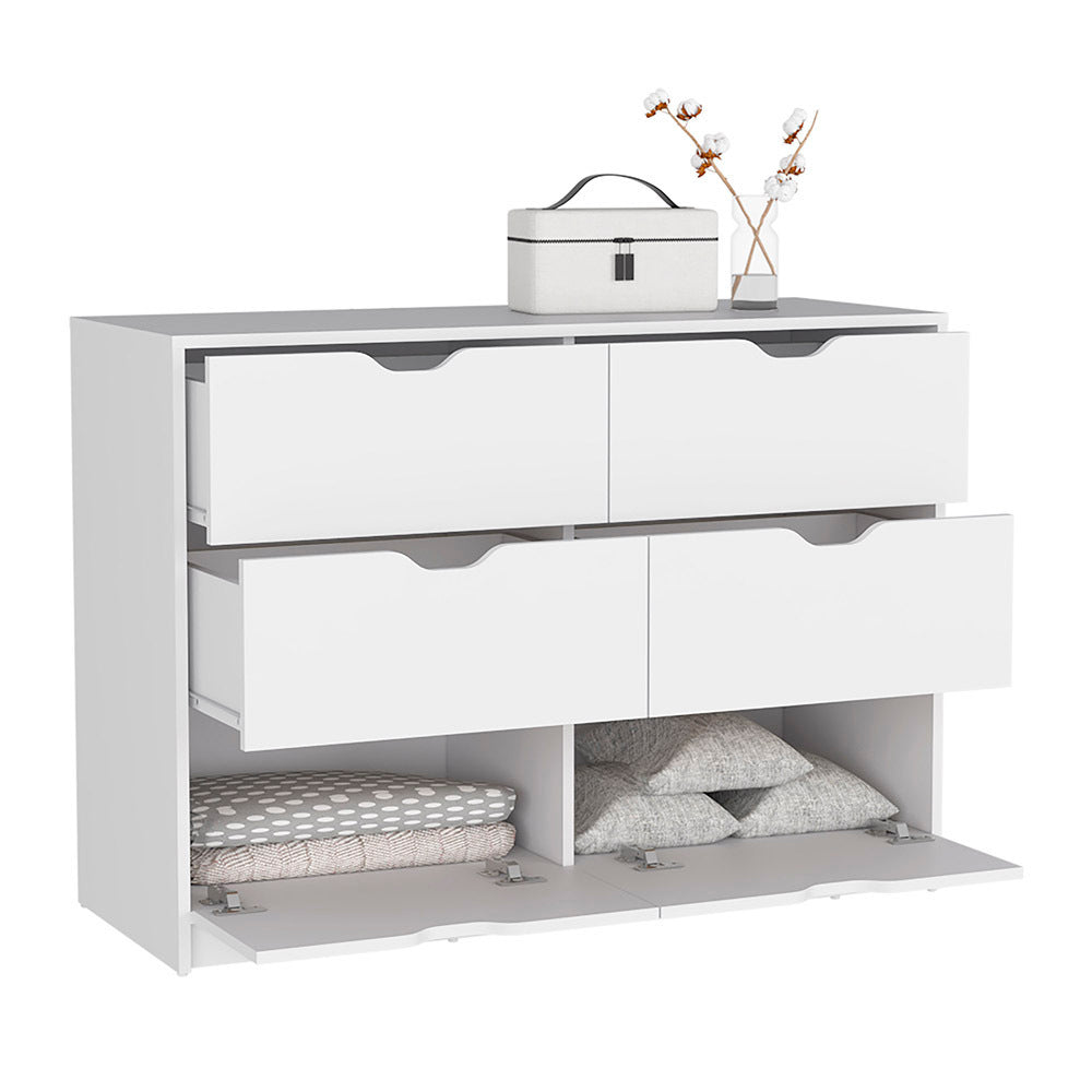 Basilea 4 Drawers Dresser, 2 Cabinets -White
