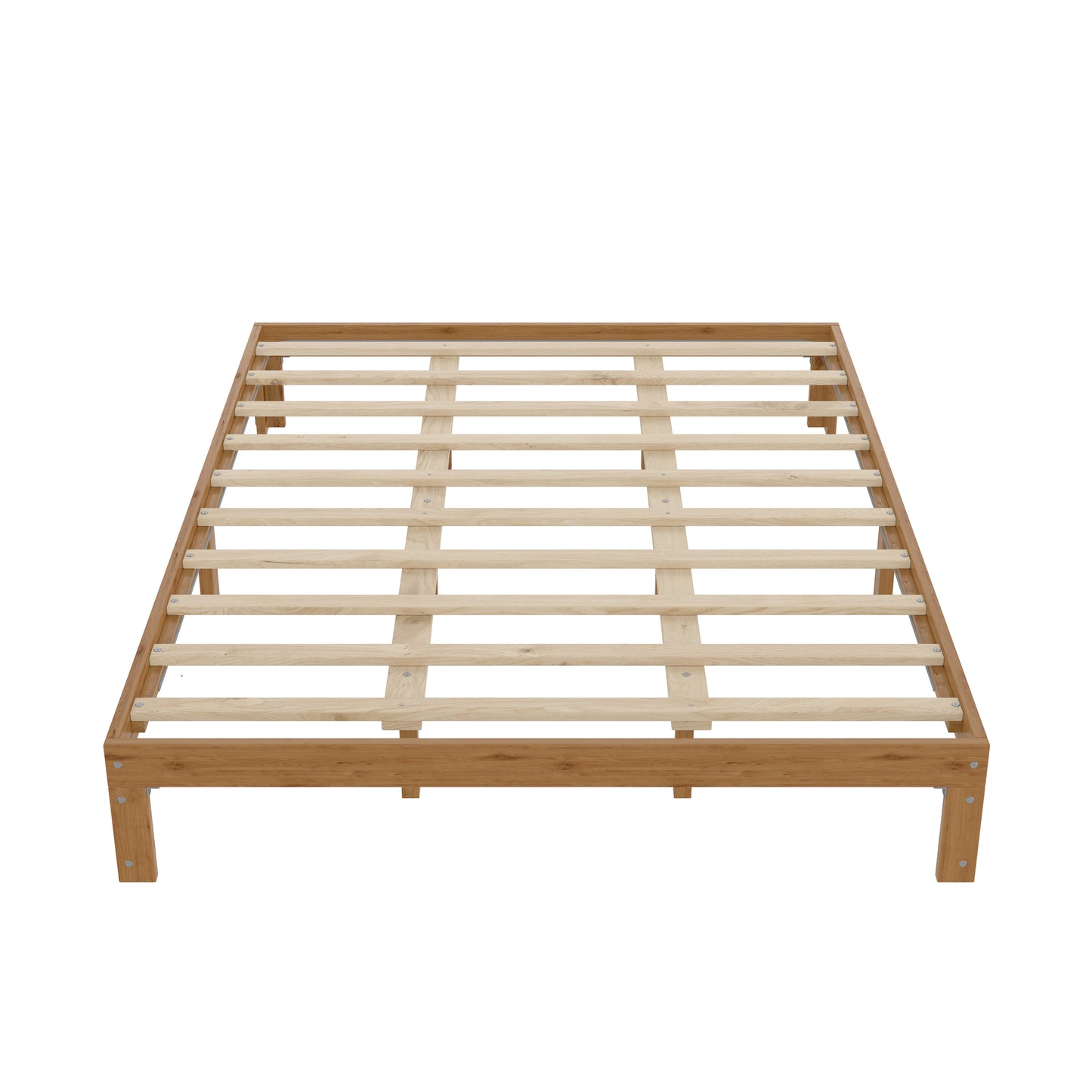 Queen Size Wood Platform Bed Frame-12 Inch Solid Wood Queen Bed Frame with Slat Support, No Box Spring Needed, Easy Assembly-Rustic Pine