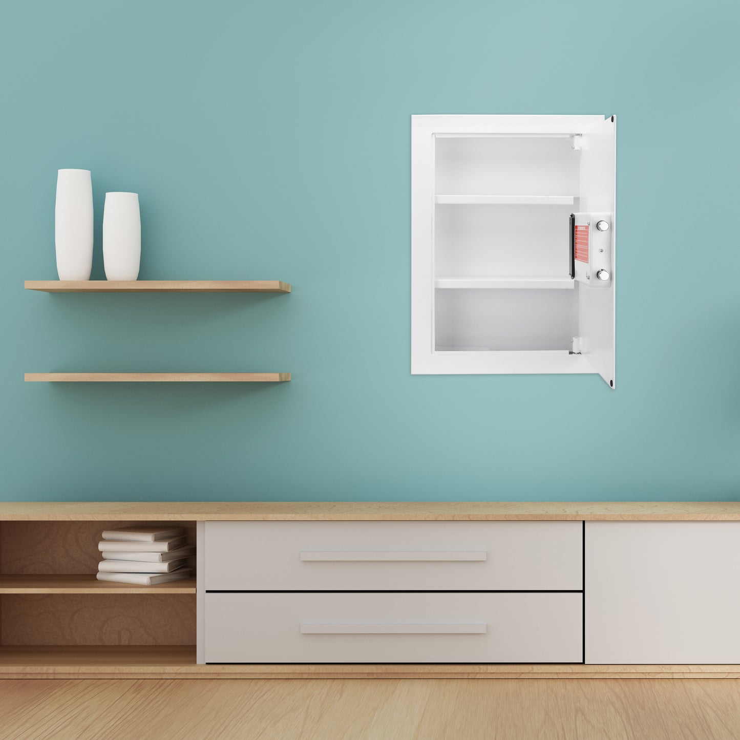 White Biometric Wall Safe