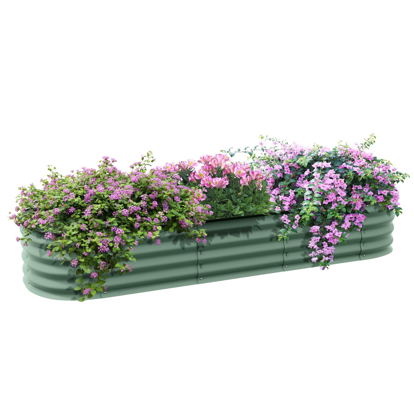 Outsunny 6.4' x 2' x 1' Galvanized Raised Garden Bed Kit, Outdoor Metal Elevated Planter Box with Safety Edging, Easy DIY Stock Tank for Growing Flowers, Herbs & Vegetables, Green
