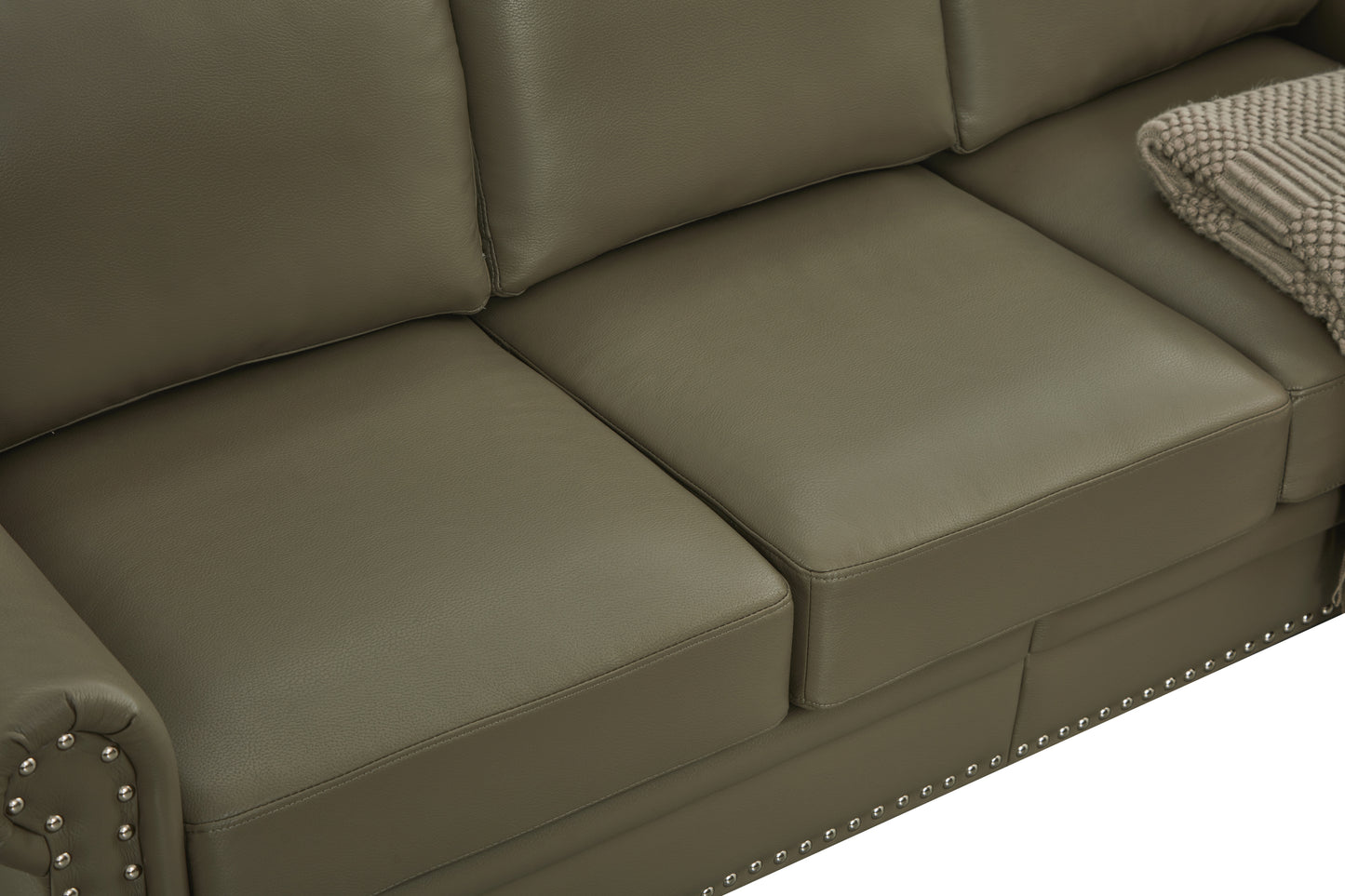 Living Room Sofa with Storage Sofa 2+3 Sectional Taupe Faux Leather