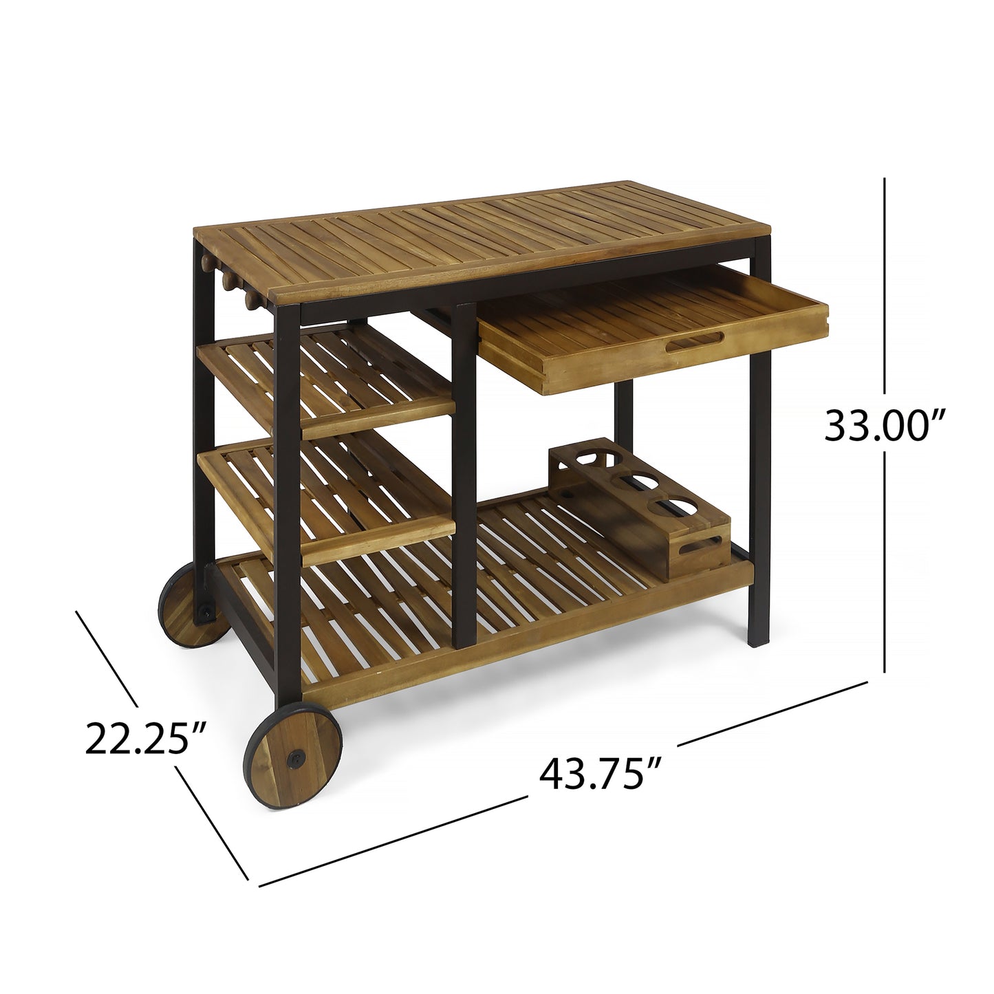 VIVLIO WOOD + METAL BARCART