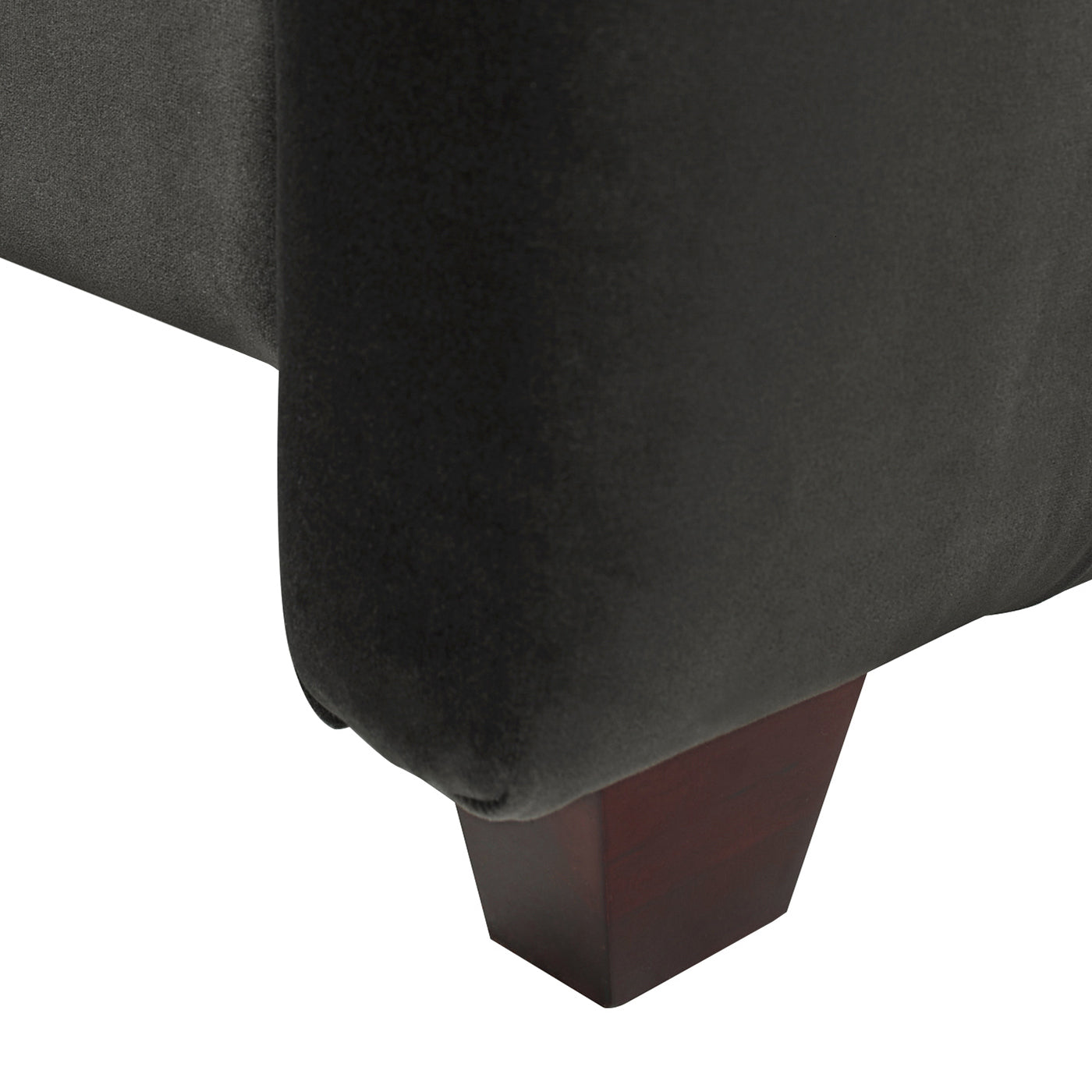 David Tufted Wingback King Bed, Dark Charcoal Grey Velvet