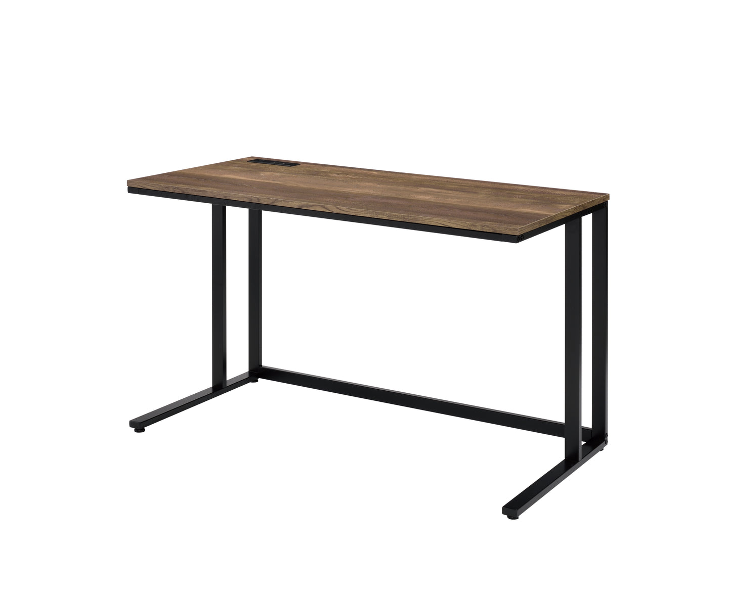 Walnut and Black Writing Desk with USB Port