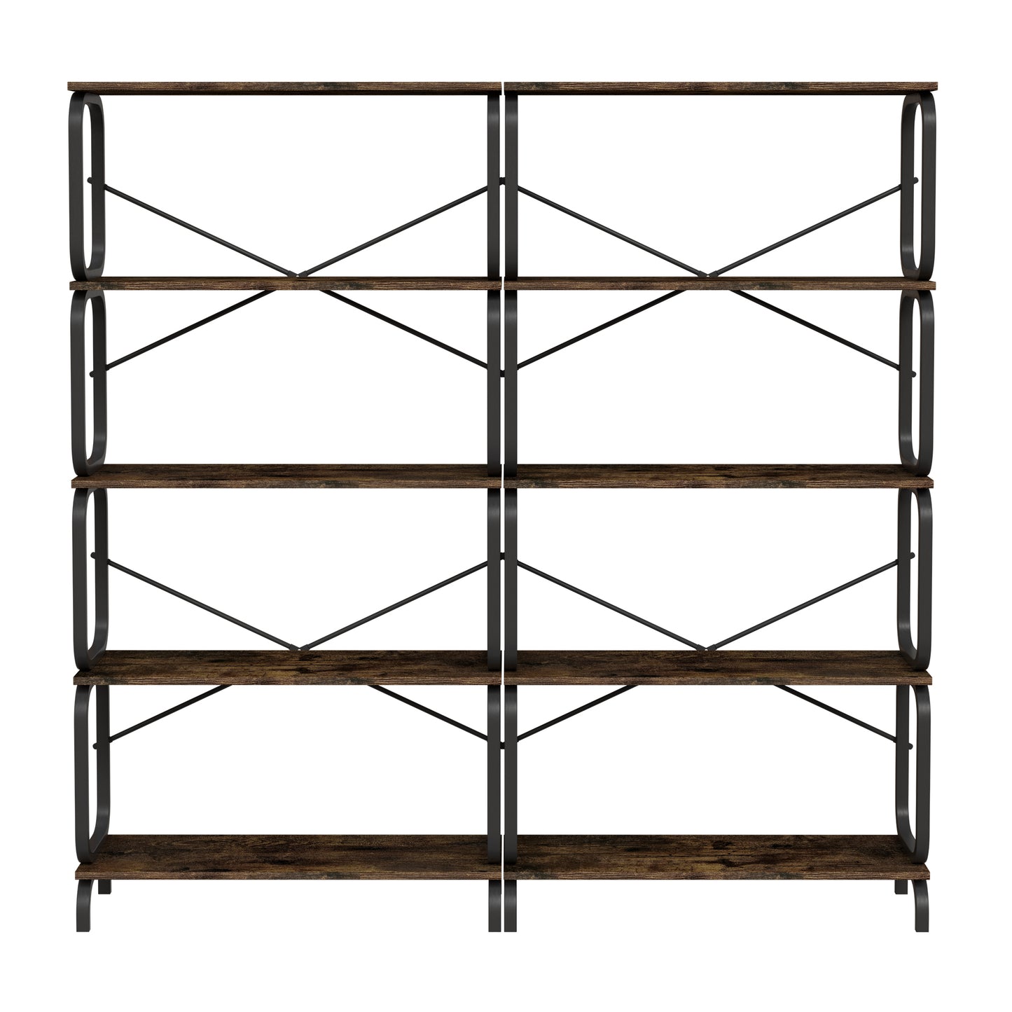 5 Tier Large Book Shelf, Bookcase Home Office Open Bookshelf,Shelves for Living Room, Office Shelf,Vintage Industrial Style Bookshelf with Metal Frame,Rustic Brown