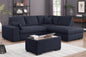 Joshua 100"W Dark Gray Woven Fabric Sectional Sofa with Right Facing Chaise and Console Ottoman