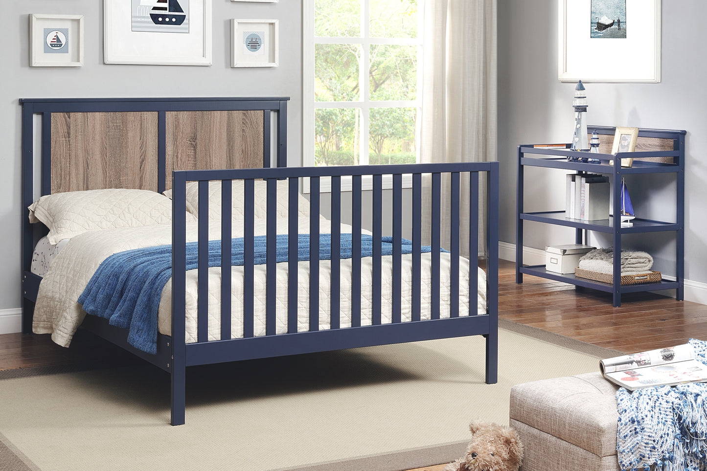 Connelly 4-in-1 Convertible Crib Midnight Blue/Vintage Walnut