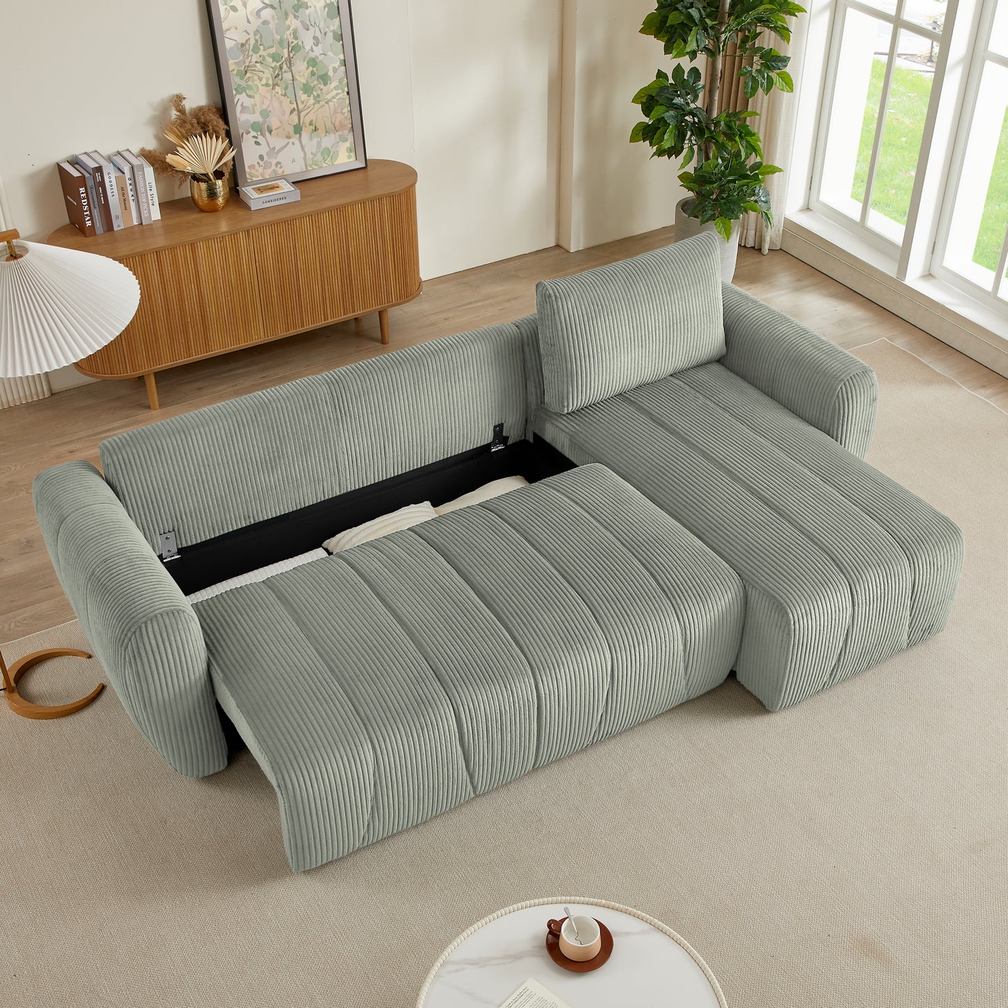 Convertible Sectional Sofa Couch,  Modern Fabric 3 Seater L-Shaped Couch for Living Room, Apartment, Office, Small Space