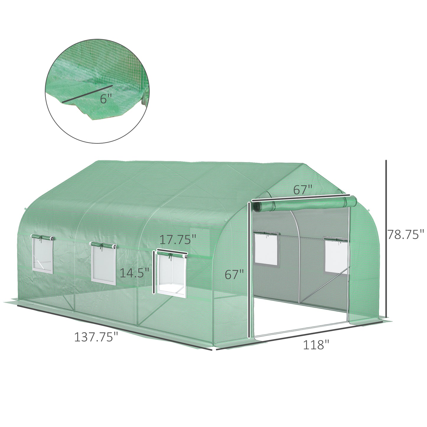 Outsunny 11.5' x 10' x 7' Walk-in Greenhouse, Tunnel Green House with Zippered Mesh Door and 6 Mesh Windows, Gardening Plant Hot House with Galvanized Steel Frame, Green