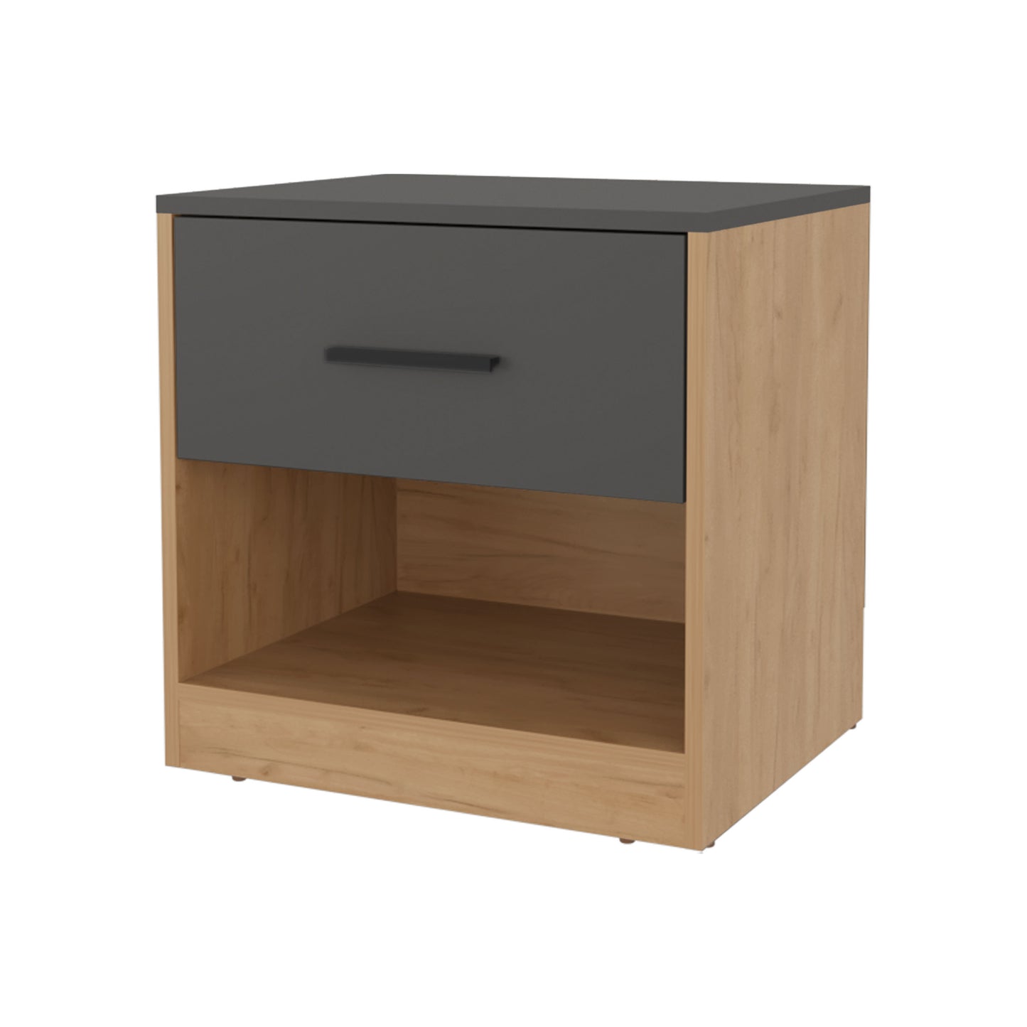 Solomon Nightstand with a Drawer, Natural Oak and Matt Grey