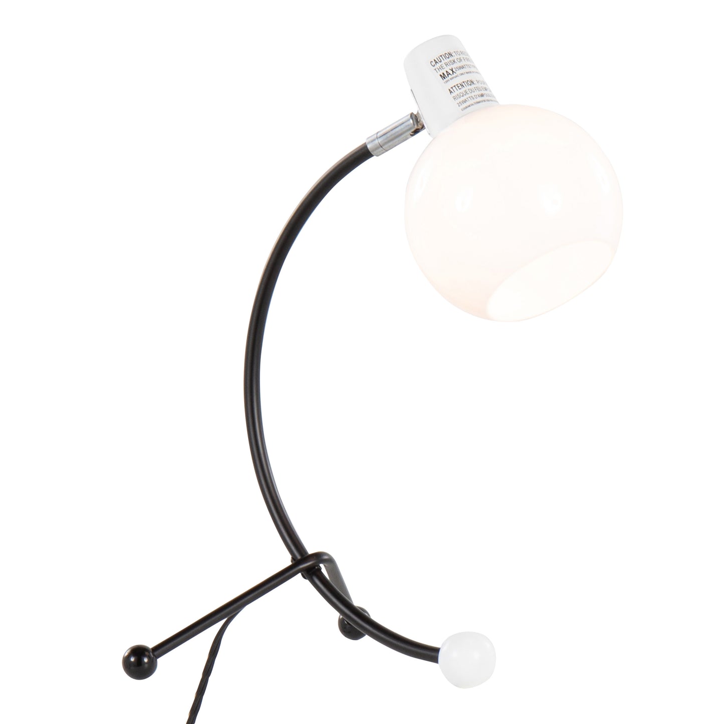 Eileen Contemporary Task Lamp in Black Metal and White Plastic Shade by LumiSource