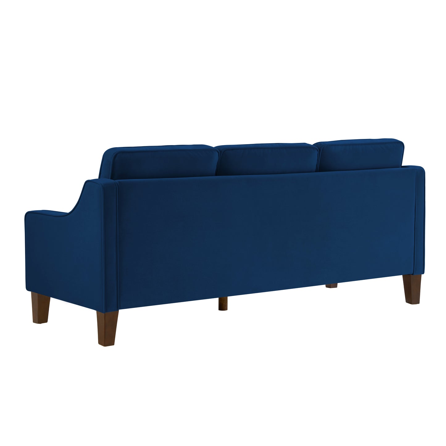 Modern 3 Person seat  Sofa Couch with Scooped Armrest/Wood legs,Upholstered Velvet 3-seat Sofa with Removable Cushions for Livingrooom Bedroom,Navy