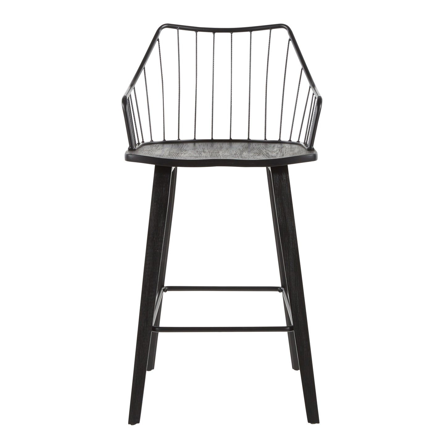 Winston Farmhouse Counter Stool in Black Wood and Black Metal by LumiSource