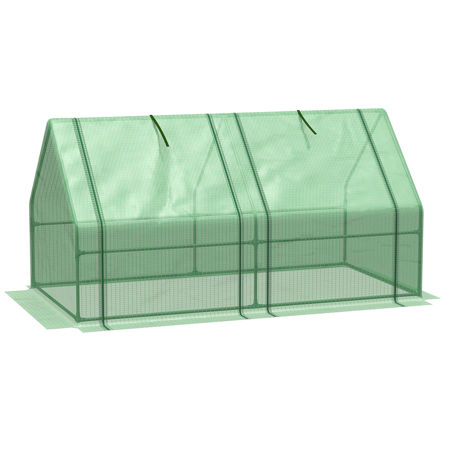 Outsunny 6' x 3' x 3' Portable Mini Greenhouse Outdoor Garden with Large Zipper Doors and Water/UV PE Cover, Green