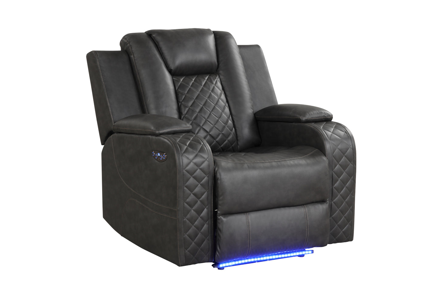 BENZ LED & Power Recliner Chair Made With Faux Leather in Gray  same as 659436262294 (CA inventory)