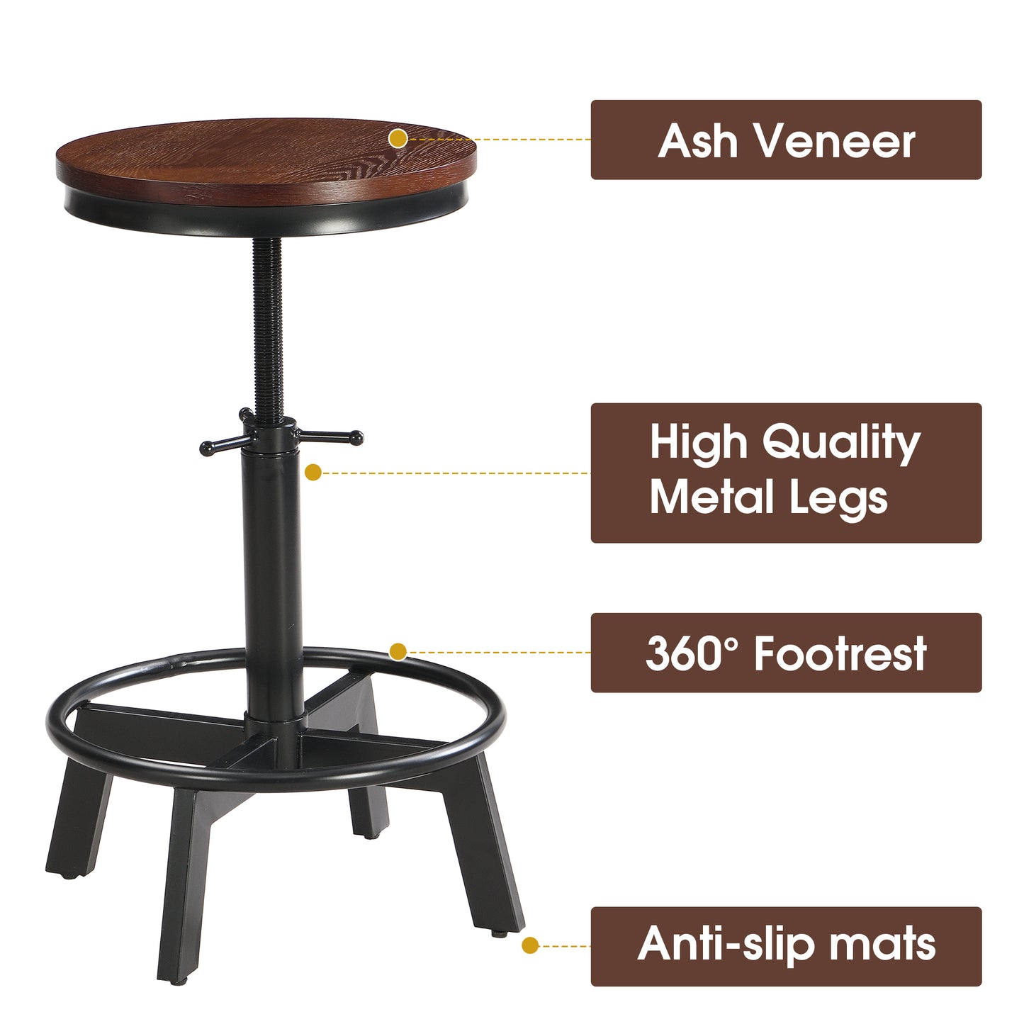 Bar Stools Set of 2 , Vintage Bar Stools Metal Adjustable Lift Bar Stools with Footrest Kitchen Island Stool Bar, For Kitchen Dining Room