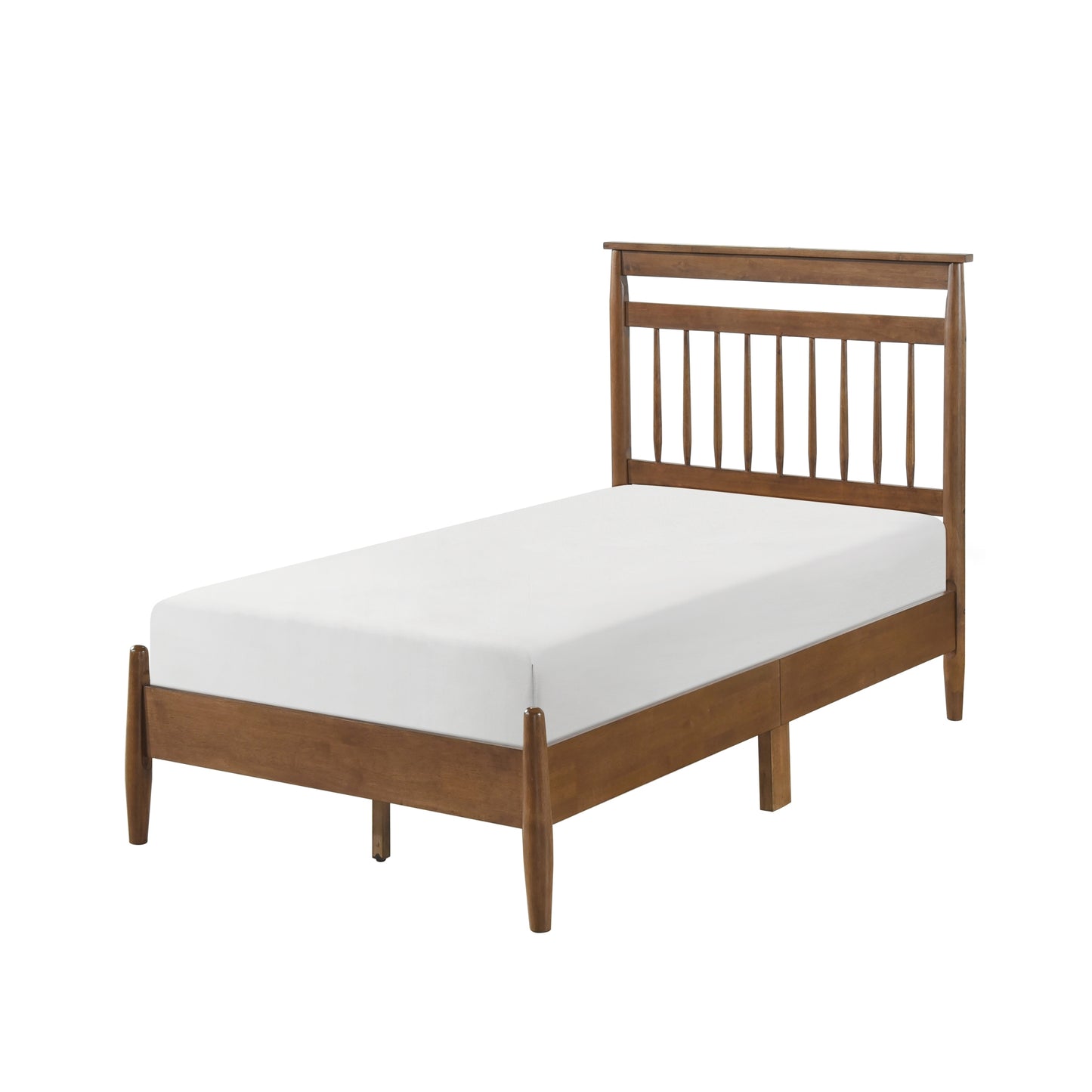 Transitional Design Twin Platform Bed Chestnut Finish Wood Frame Bedroom Furniture 1pc Bed in a Box