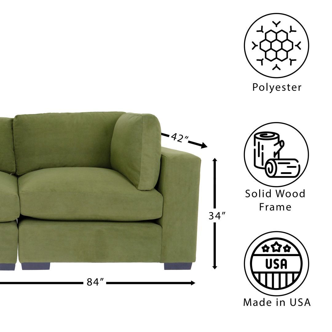 Forest Green Loveseat Sofa for Living Room, Modern Décor Love Seat Mini Small Couches for Small Spaces and Bedroom with Solid Wood Frame (Polyester)