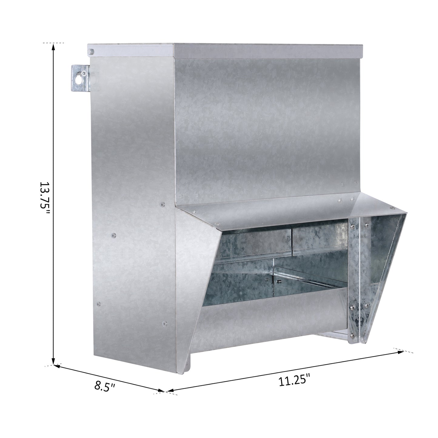 PawHut Automatic Chicken Feeder, No-Waste Poultry Feeder with Protective Lid for up to 4 Chickens, Holds 13 L of Feed