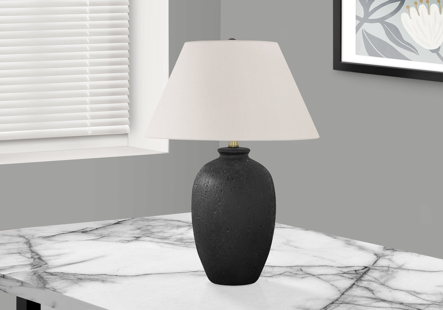 Lighting, 24"h, Table Lamp, Black Ceramic, Ivory / Cream Shade, Modern