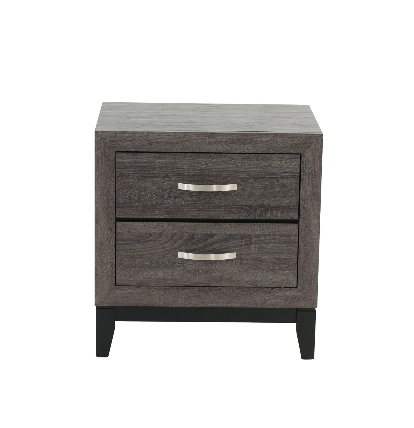 Bedroom Furniture Rustic Grey Oak Simple 1pc Nightstand 2-Drawers Bed Side Table Solidwood