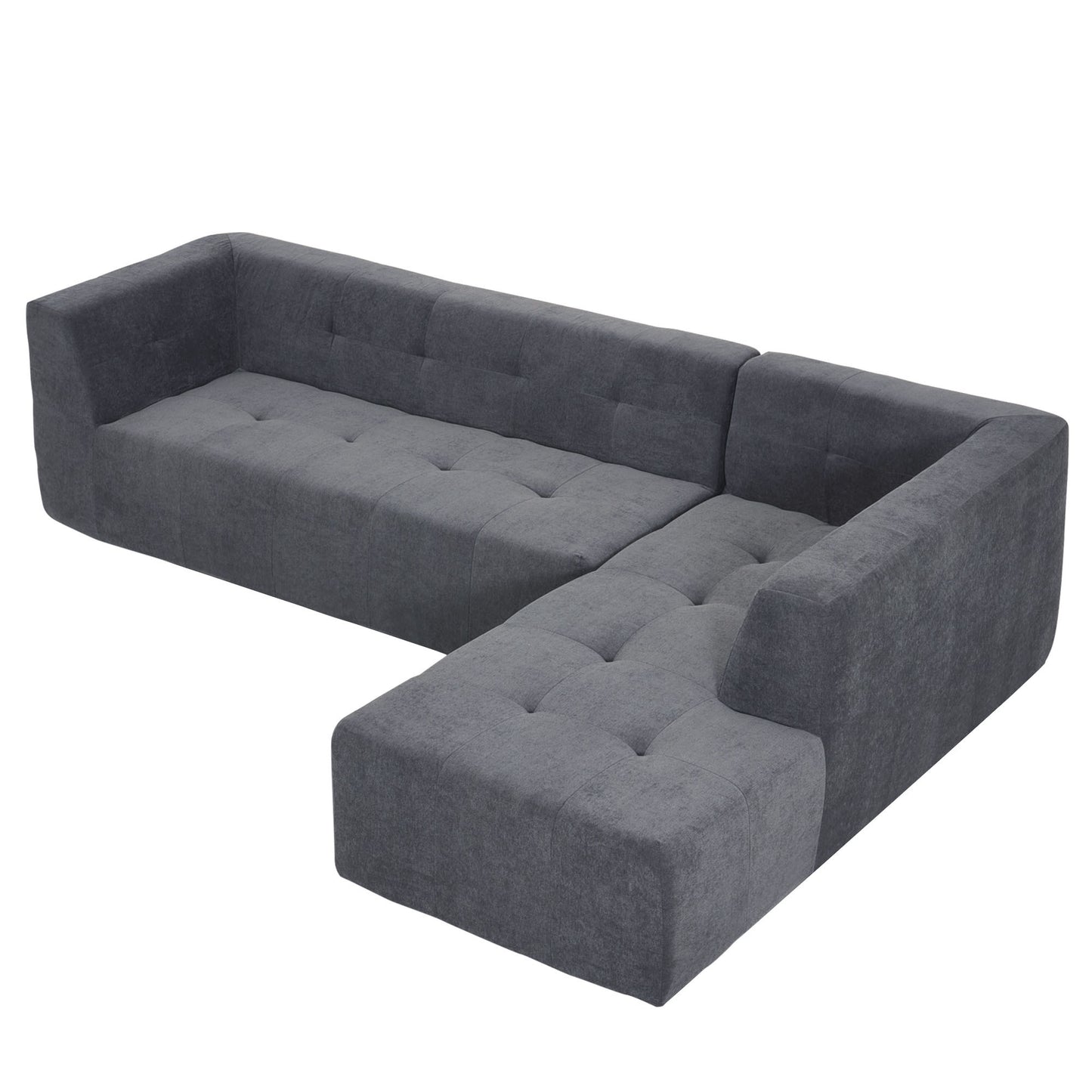 110.2*72.8" Modular Modular Combination Living Room Sofa Set, Modern Minimalist Sofa, Living Room Upholstered Sofa Bed, Bedroom, 3pcs Computer Free Combination, L-Shaped,Dark Grey