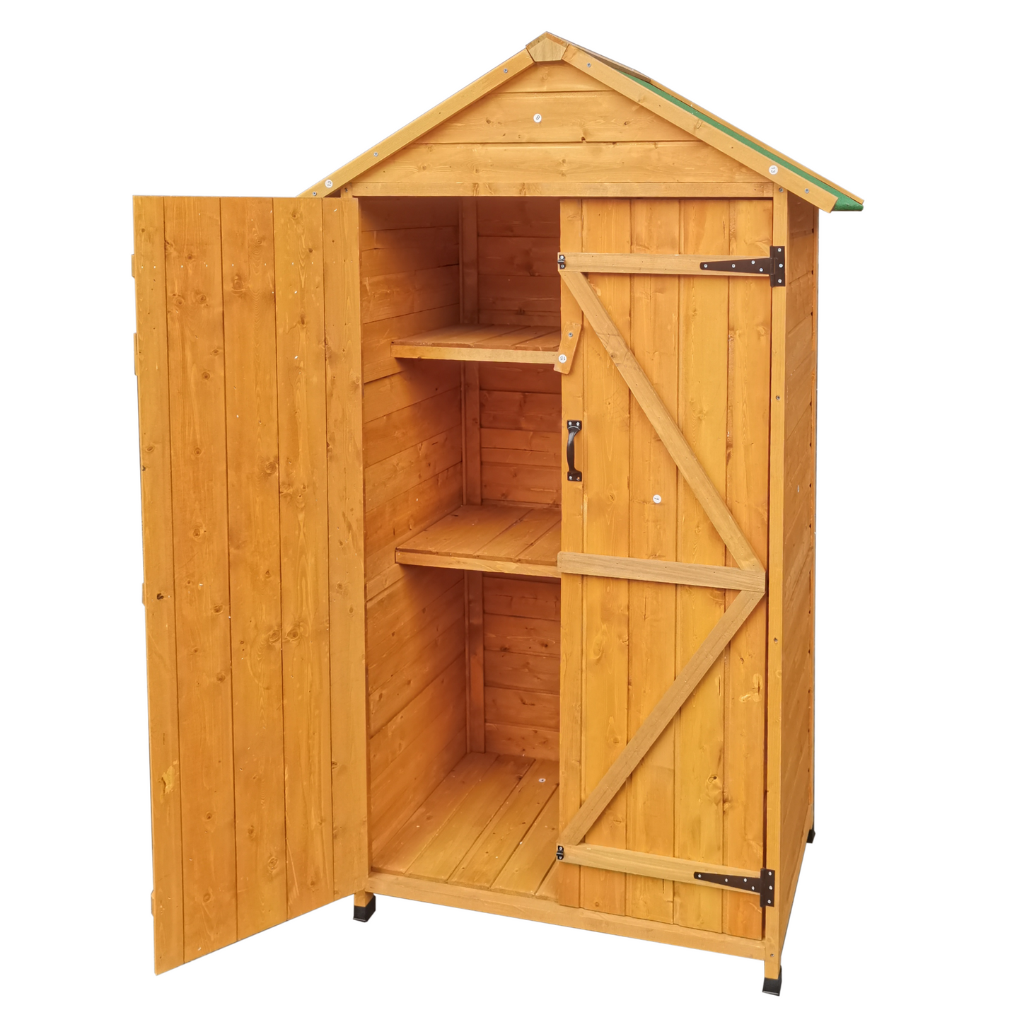 XWT010 WOODEN SHED Natural for backyard garden big spire Tool storage 68.50"X 22.83"X 40.35"