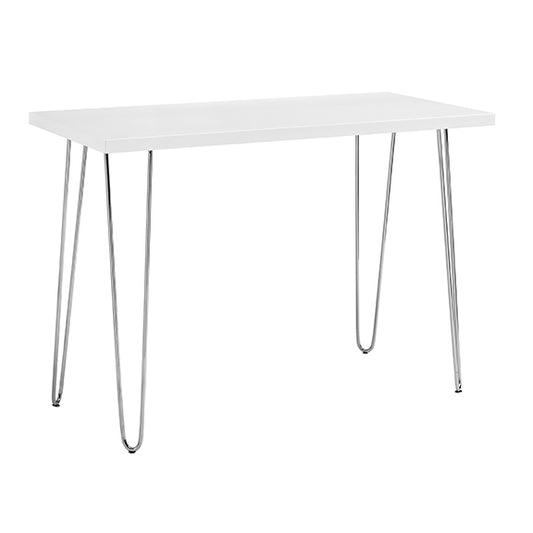 Mid-Century Modern Hairpin-Leg Computer Desk - White