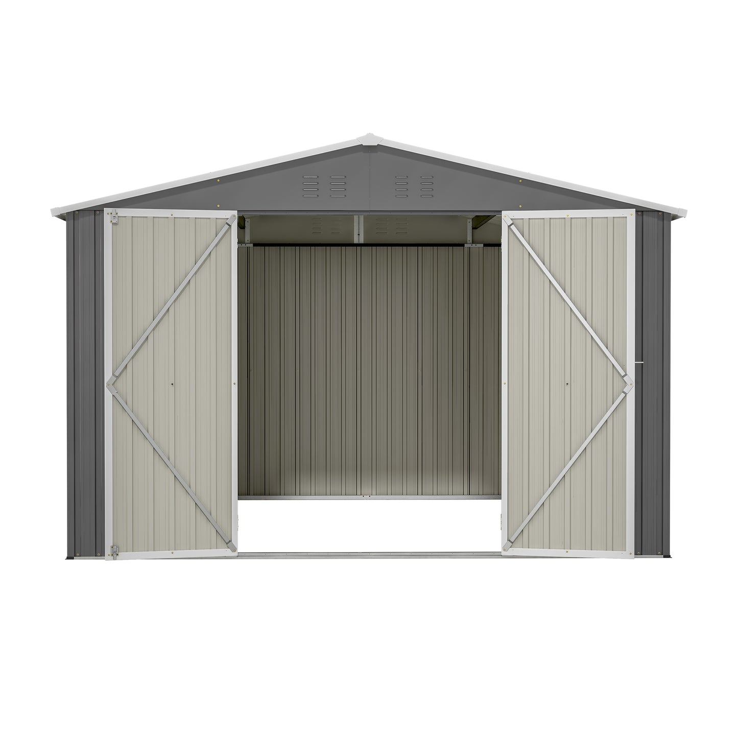 10 x 10 FT Outdoor Storage Shed, Large Metal Tool Sheds with Updated Frame Structure and Lockable Doors, Garden Shed for Backyard Garden Patio Lawn, Grey