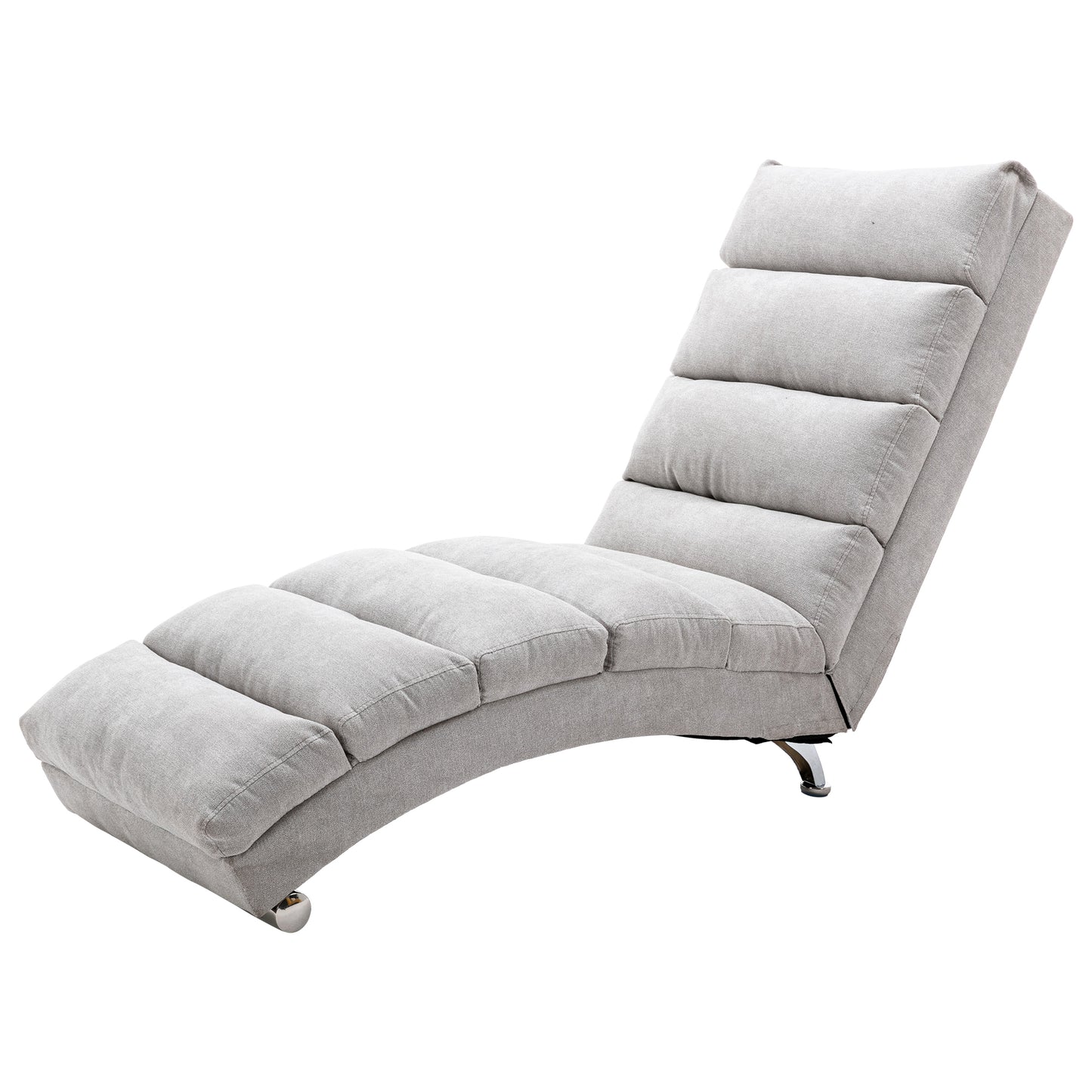 COOLMORE Linen Massage Chaise Lounge Indoor with Remote Control,Ergonomic Electric Massage Long Lounger with 5 Modes for Office, Living Room,Bedroom (Light Grey)