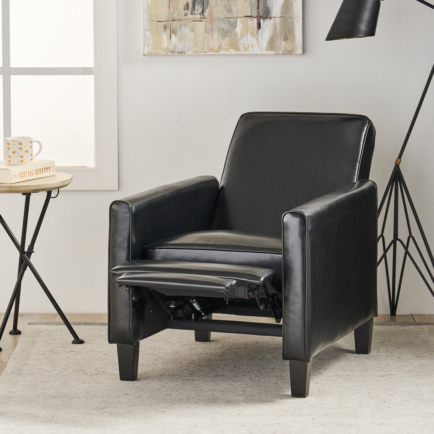 Black Faux Leather Push Back Chair for Elegant Home Décor