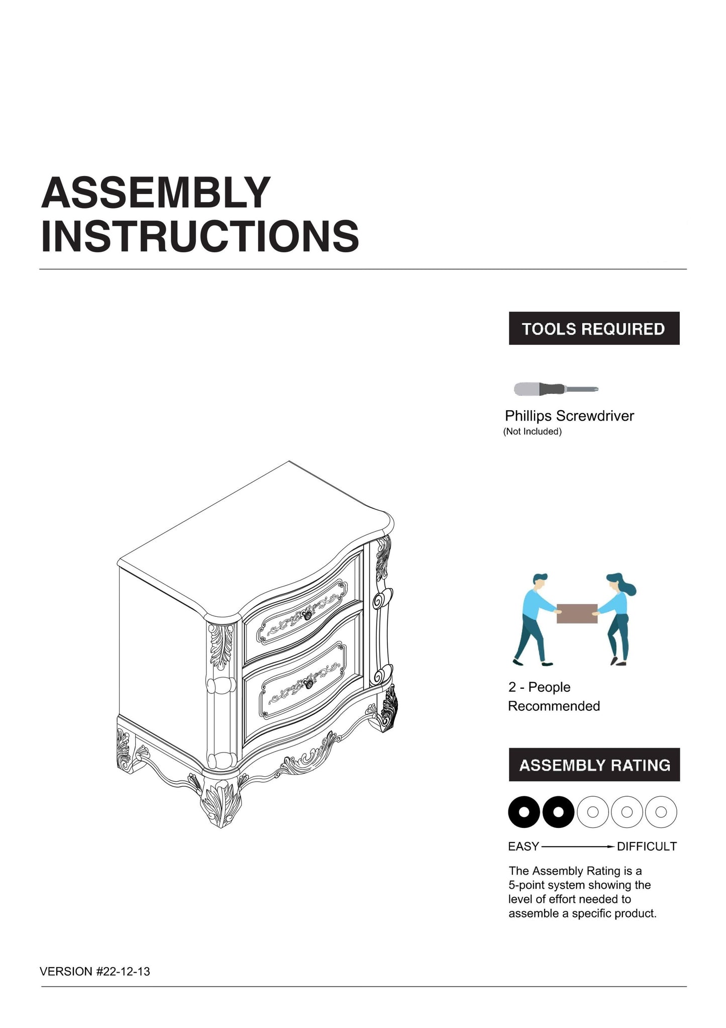 Pearl White Traditional 1pc Nightstand Only Solid wood 2-Drawers Round Knobs Bedside Table Genuine Marble Top on Night Stand Bedroom Furniture