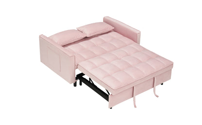 Modern velvet sofa, sofa pull-out bed, small love seat casual sofa with back, with pillow, pockets, living room furniture, 3 in 1 convertible sleep sofa bed.