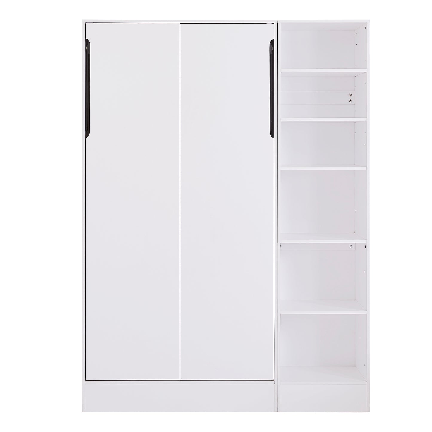 Twin Size Murphy Bed Wall Bed with Sofa,with Shelves,White