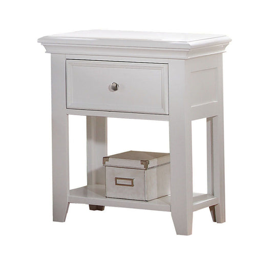 White Nightstand with Bottom Shelf