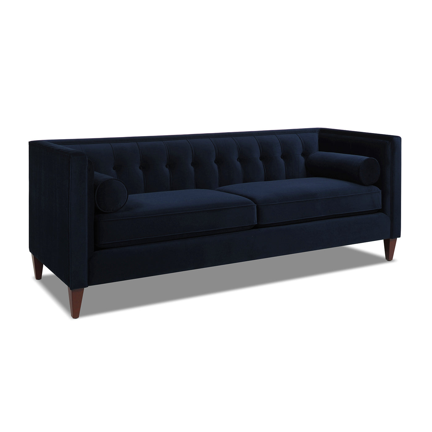 Jack 84" Modern Tuxedo Tufted Sofa, Dark Navy Blue Performance Velvet