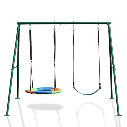 Swing Sets for Backyard 440LBS 2 Seat, Swing with Stand, Swing Set for Kids, 32" Saucer Swing and 26.2" Swing Seat