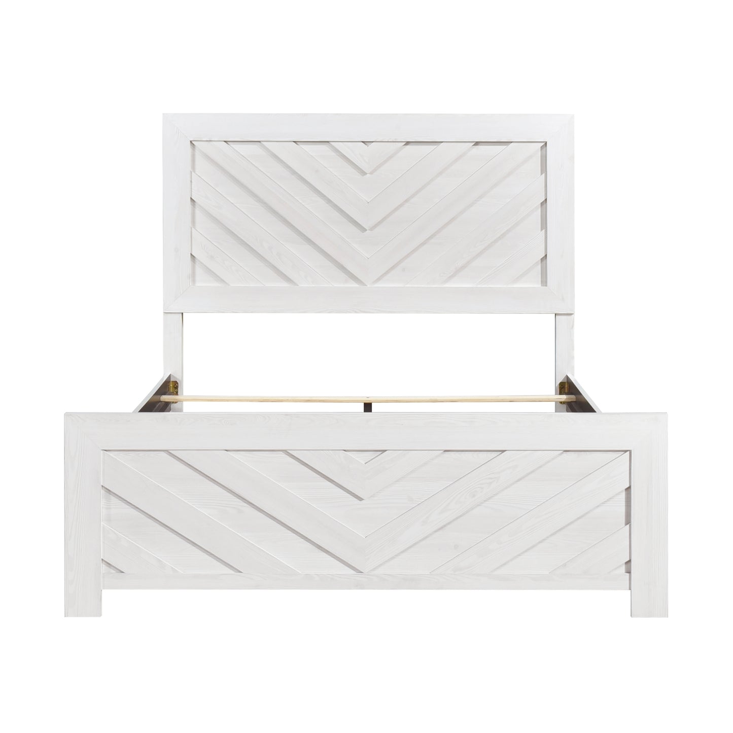 Contemporary White Finish Queen Size Panel Bed Wooden Bedroom Furniture 1pc, Bed in a Box