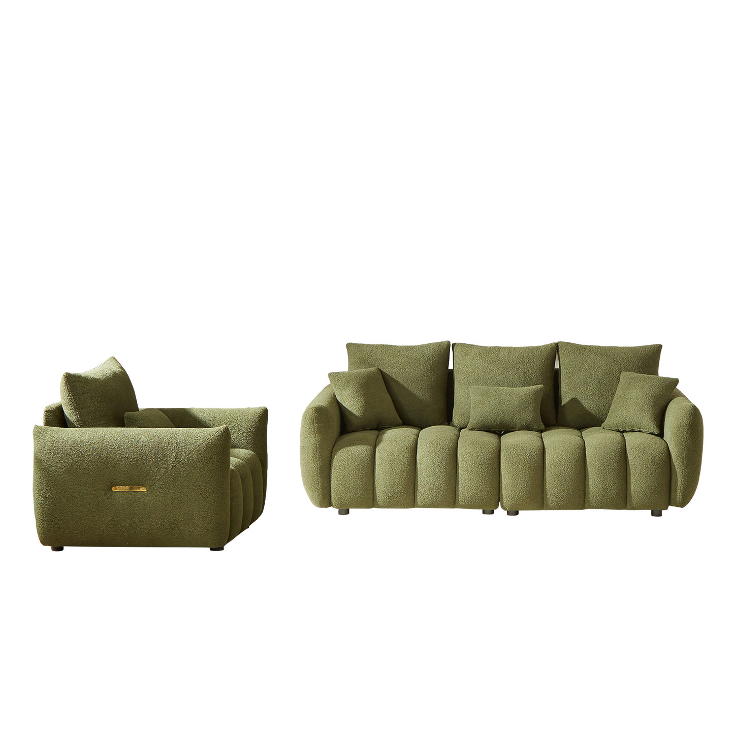 3 Seater + 1 Seater Combo Sofa Modern Living Room Sofa, Teddy Sofa, Wooden Frame, 4 Cushions, Apartment Sofa Furniture