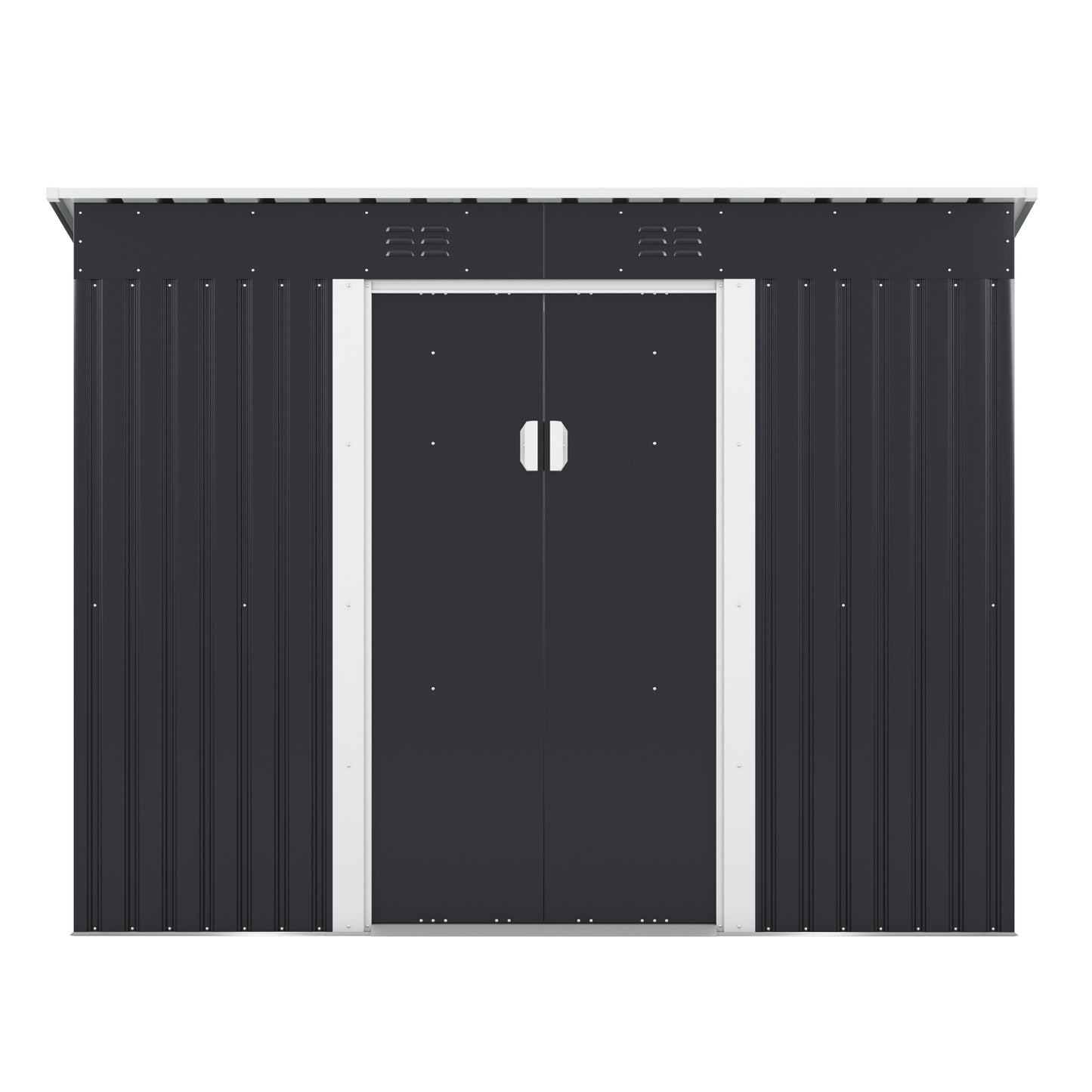 4.2 x 9.1 Ft Outdoor Storage Shed, Metal Tool Shed with Lockable Doors Vents, Utility Garden Shed for Patio Lawn Backyard, Dark Gray