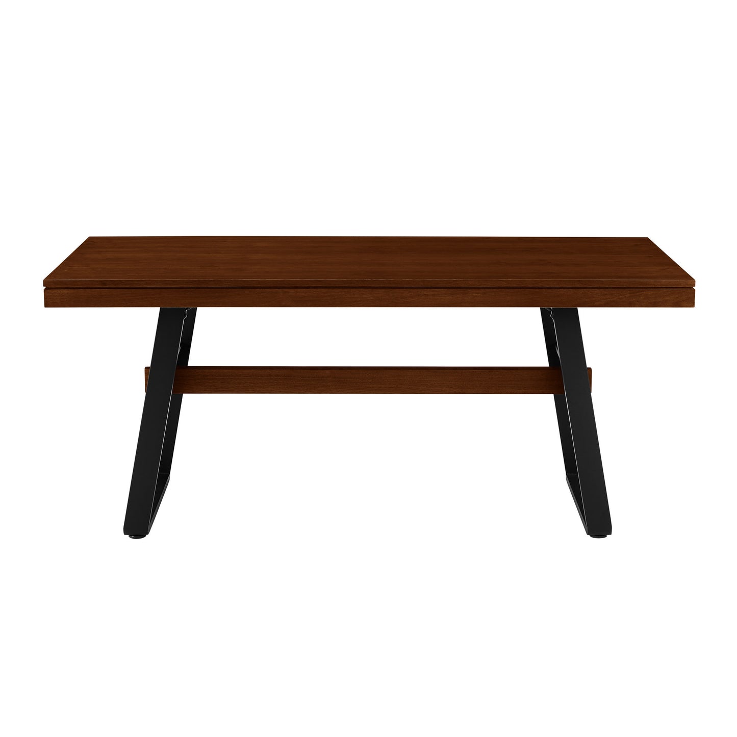 Modern Industrial Metal and Wood Large Dining Table – Dark Walnut