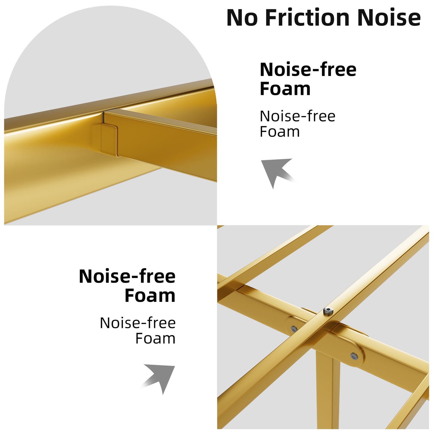 Metal Steel Platform Bed Frame with Iron-art Headboard (Queen Size) - Gold