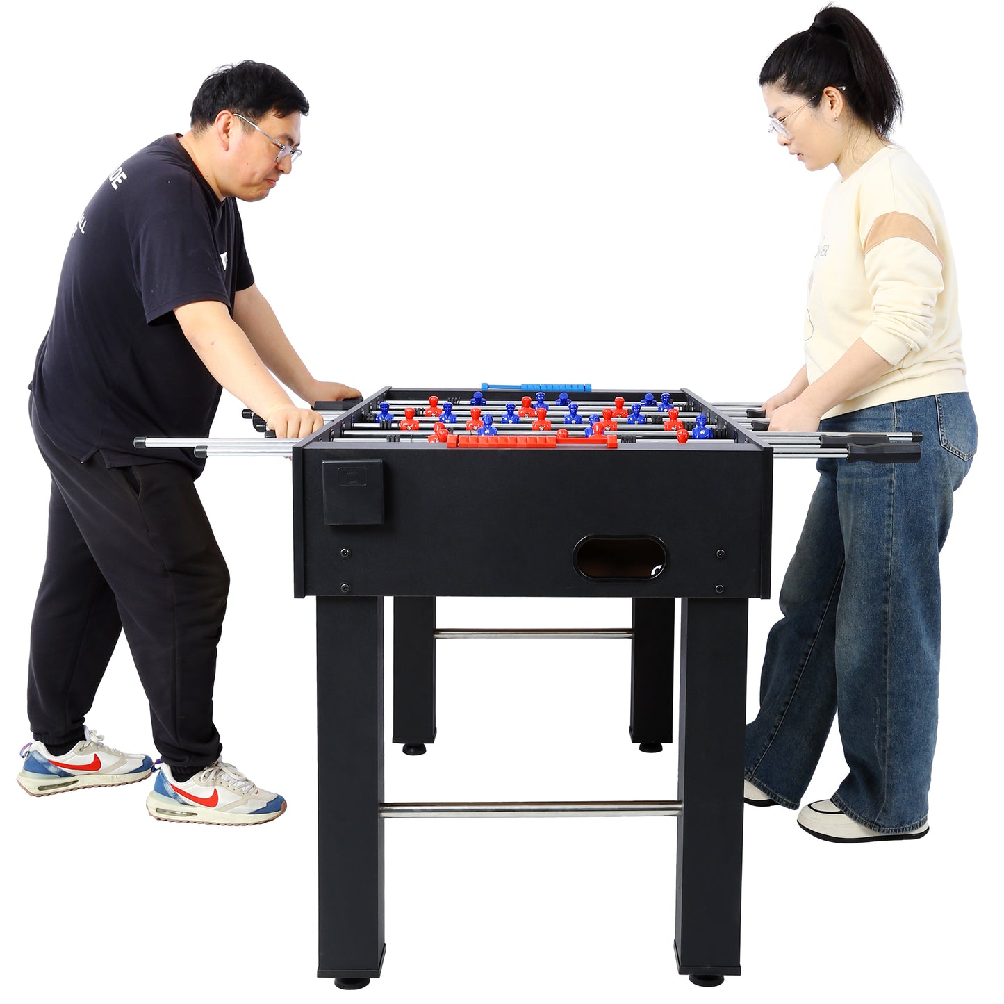 54-Inch Hurricane Foosball Table for Family Game Rooms with Light Cherry Finish, Analog Scoring and Free Accessories black