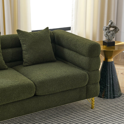 3-seater + 2-seater Combination sofa.Green teddy