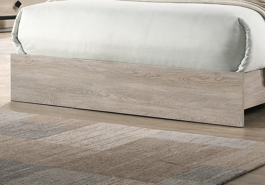 Contemporary 1pc Cream Finish California King Size Bed Bedroom Furniture Gray Tufted Design Headboard Rubberwood 1pc Bedframe