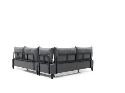 Inferno Metal Frame Vynil Upholstered Sectional For Living Room